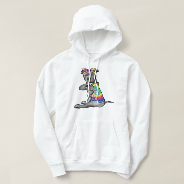 Pitbull Hund I Kärlek Mamma Tattoo Pitbull Tie Dye Hoodie (Design framsida)