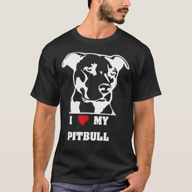 Pitbull Hund I Kärlek My Pitbull Hund älskare T Shirt (Framsida)
