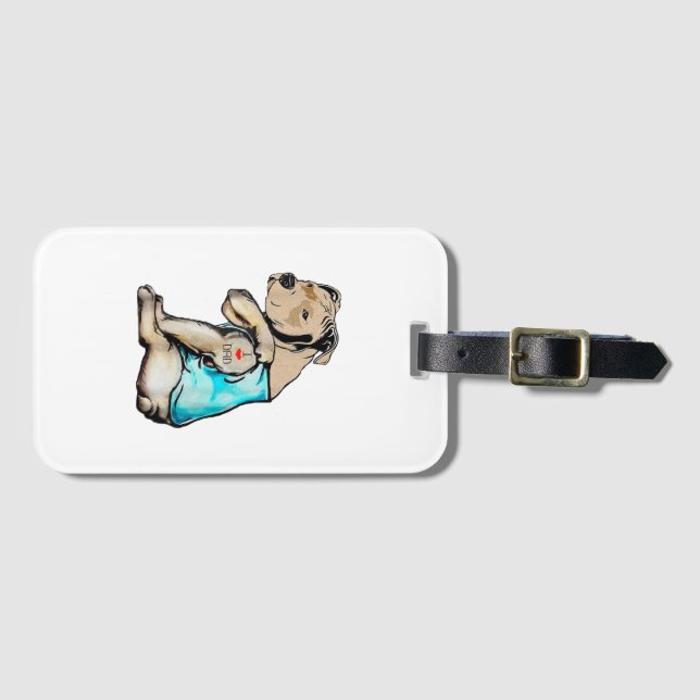 Pitbull Hund I Kärlek Pappa Tattofunny Family Bagagebricka (Framsida horisontal)