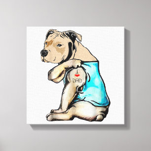 Pitbull Hund I Kärlek Pappa Tattofunny Family Canvastryck