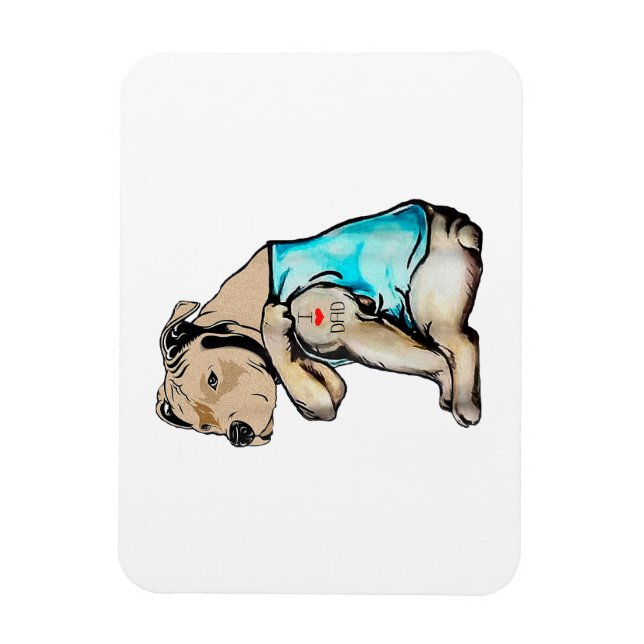 Pitbull Hund I Kärlek Pappa Tattofunny Family Magnet (Vertikal)
