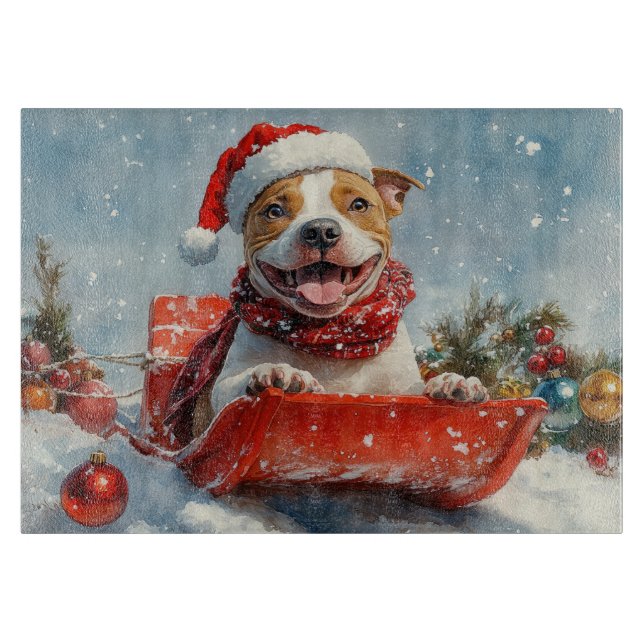 Pitbull Hund i Släde Låt det Snöa Jul (Framsidan)