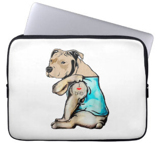 Pitbull Hund Jag älskar Pappa Tatoo Rolnig Familj Laptop Fodral