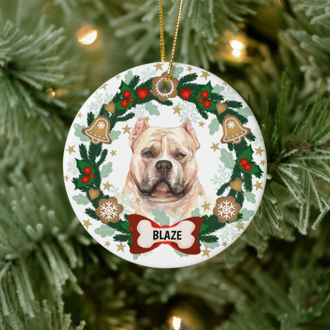 Pitbull Hund jul Cute Hund Cookie Wans Julgransprydnad Keramik (Träd)