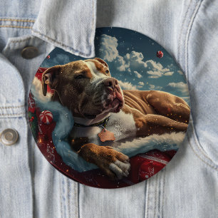 Pitbull Hund Jul Festlig Knapp