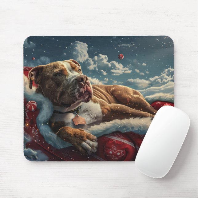 Pitbull Hund Jul Festlig Musmatta (Med mus)
