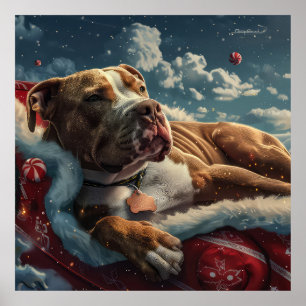 Pitbull Hund Jul Festlig Poster
