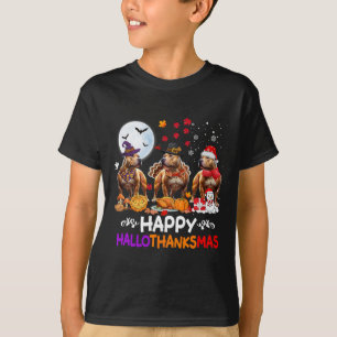 Pitbull Hund jul Lycklig Hallothankmas Thanksgi T Shirt