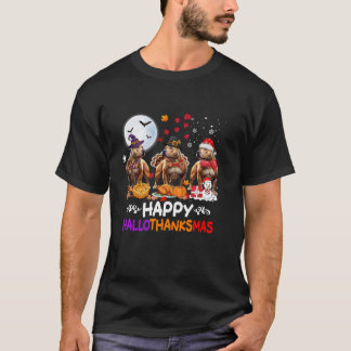 Pitbull Hund jul Lycklig Hallothankmas Thanksgi T Shirt