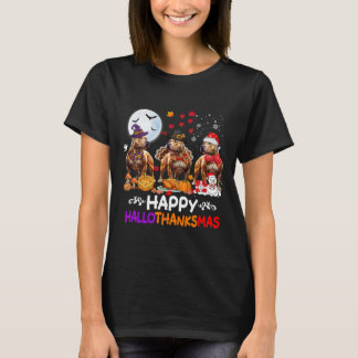 Pitbull Hund jul Lycklig Hallothankmas Thanksgi T Shirt