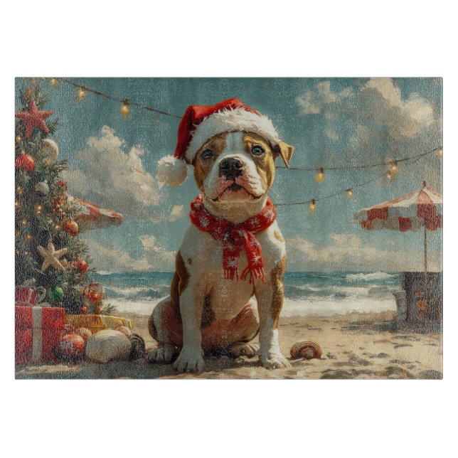 Pitbull Hund Jul Vintage Strand (Framsidan)