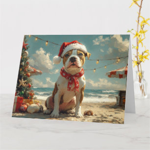 Pitbull Hund Jul Vintage Strand Kort