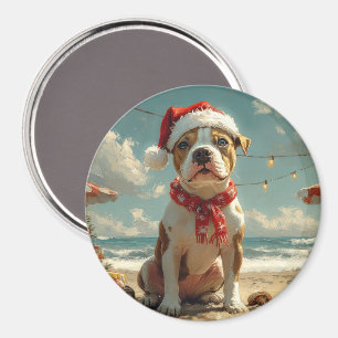 Pitbull Hund Jul Vintage Strand Magnet