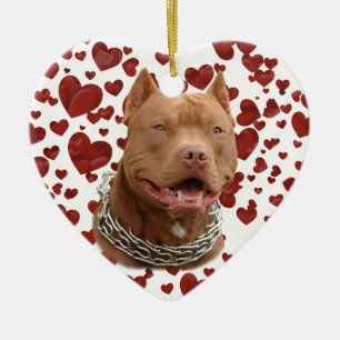 Pitbull hund julgransprydnad keramik
