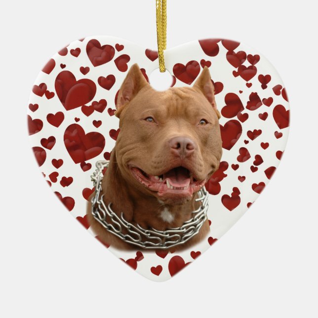 Pitbull hund julgransprydnad keramik (Framsidan)