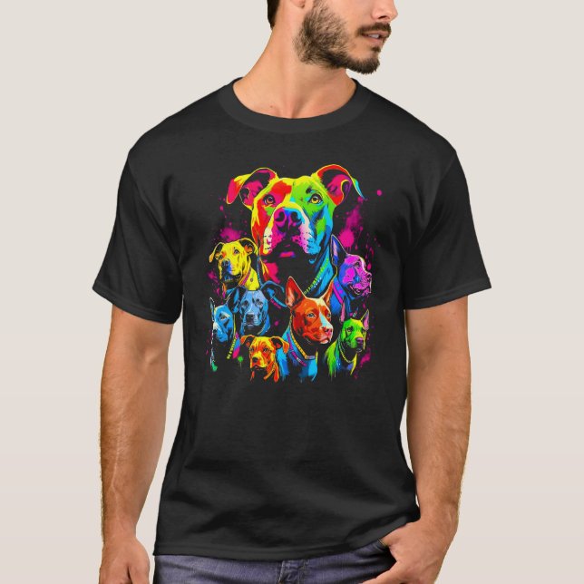Pitbull Hund Kärlek Familj T Shirt (Framsida)