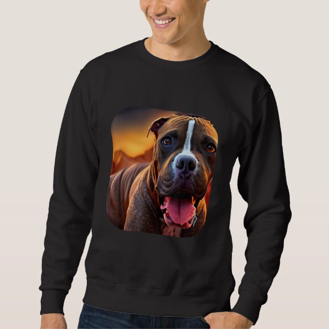 Pitbull Hund Lång Ärmad Tröja (Framsida)