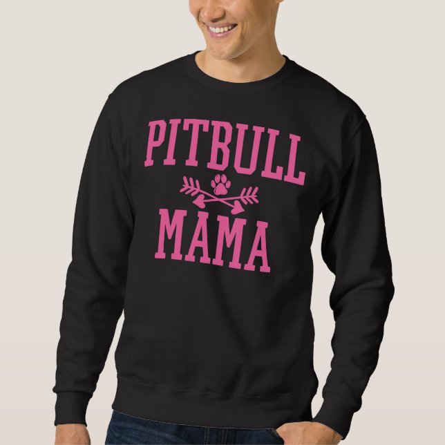 Pitbull Hund Mamma Lång Ärmad Tröja (Framsida)