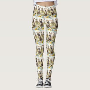Pitbull Hund med Påskägg Semester Leggings