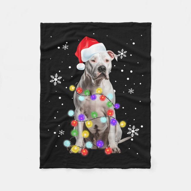 Pitbull Hund Merry Dogmas Santa Pitbull jul T Fleecefilt (Framsidan)