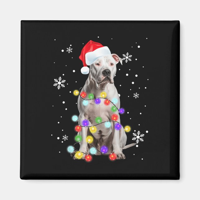 Pitbull Hund Merry Dogmas Santa Pitbull jul T Magnet (Framsidan)