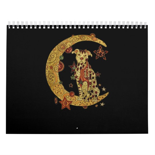 Pitbull hund och måne kalender (Omslag)