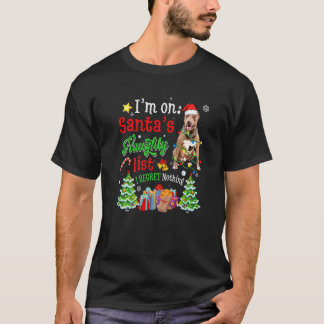 Pitbull Hund på Santa's Naughty List Julafton T Shirt