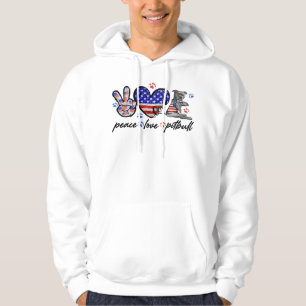 Pitbull Hund Peace Kärlek Pitbull 4:e juli Amerika Hoodie