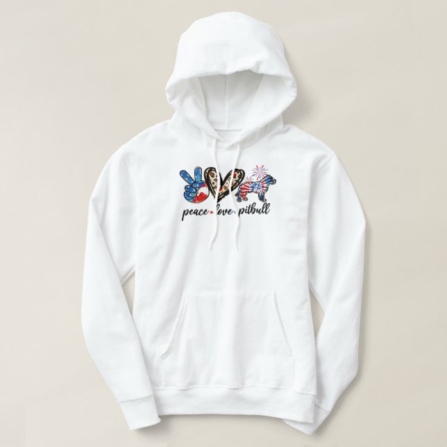 Pitbull Hund Peace Kärlek Pitbull Hund Tie Dye Leo Hoodie (Design framsida)