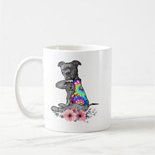 Pitbull Hund Pitbull Hund Tattoo I Kärlek Mamma Ma Kaffemugg