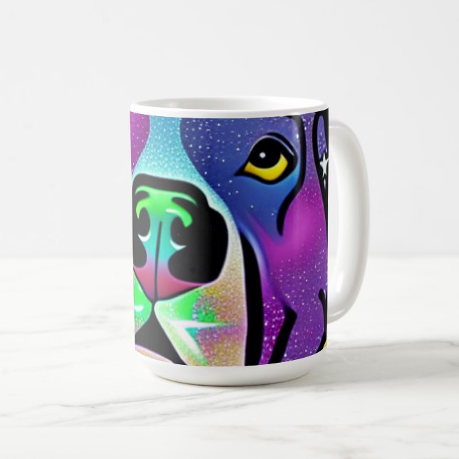 Pitbull Hund Pop Art Kaffemugg (Framsida höger)