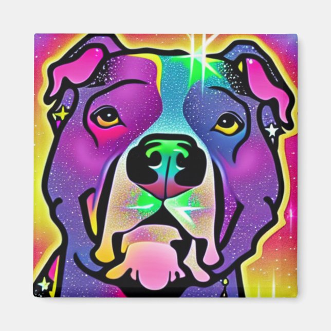 Pitbull Hund Pop Art Magnet (Framsidan)