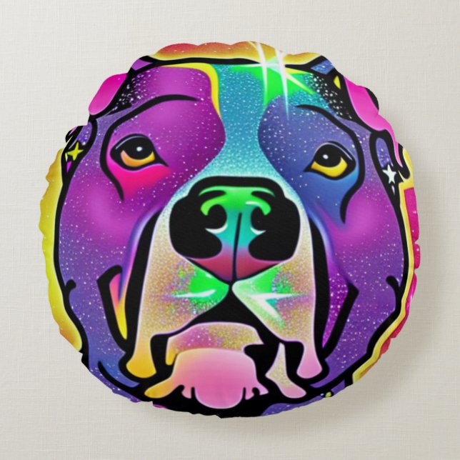 Pitbull Hund Pop Art Rund Kudde (Framsidan)