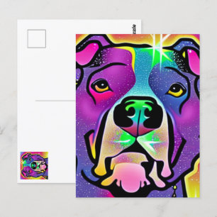 Pitbull Hund Pop Art Vykort