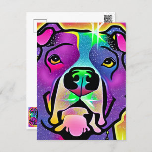 Pitbull Hund Pop Art Vykort