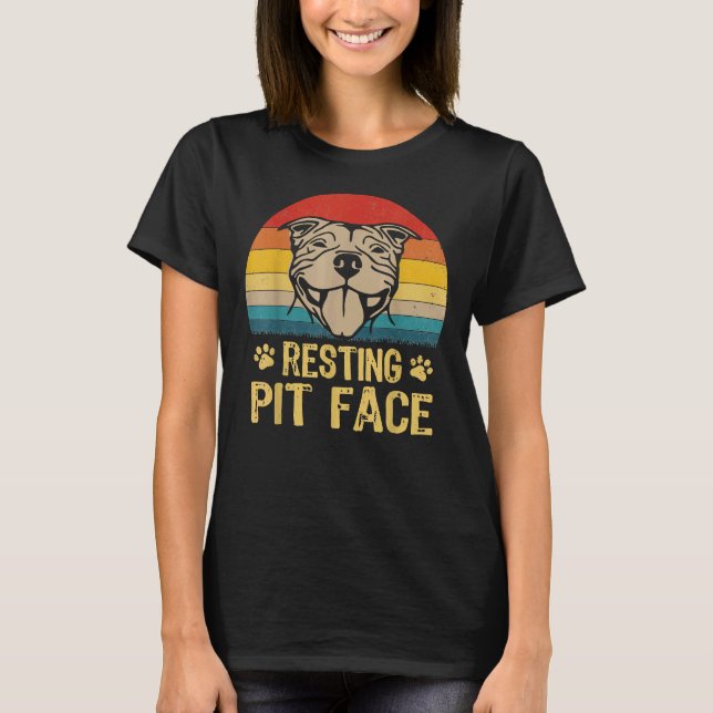 Pitbull Hund Resting Pit Ansikte T Shirt (Framsida)