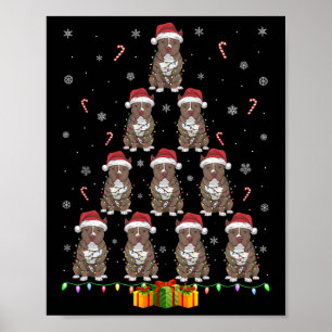 Pitbull Hund Santa Hat Julafton Ljus Manar Kvinnor Poster
