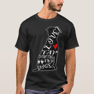 Pitbull Hund Silhouette i Kärlek Tap Dancing och H T Shirt