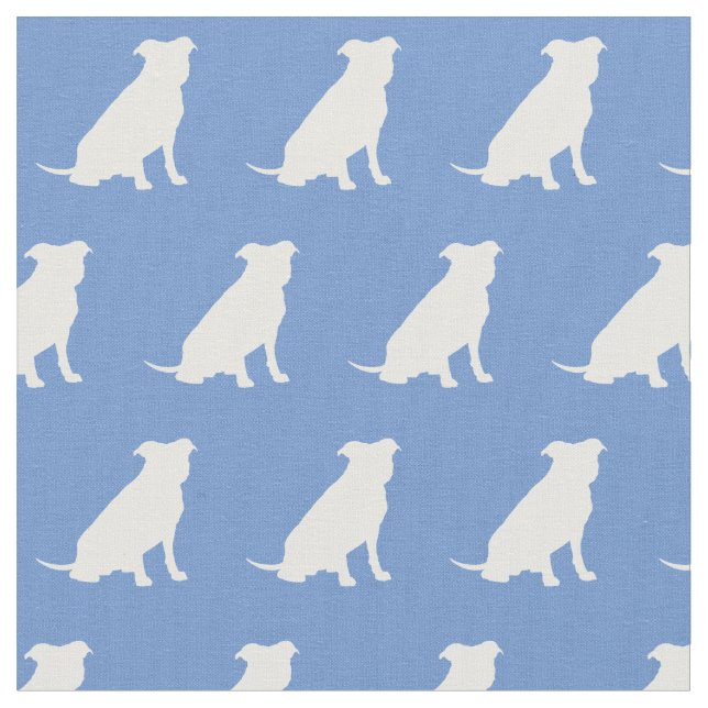 Pitbull Hund Silhouette Pet Bull Light Blue Tyg (Närbild)