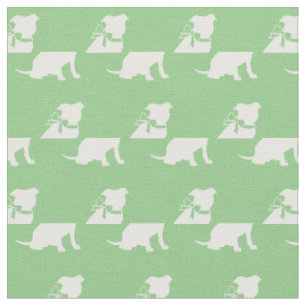 Pitbull Hund Silhouette Pet Bull Sage Grönt Tyg