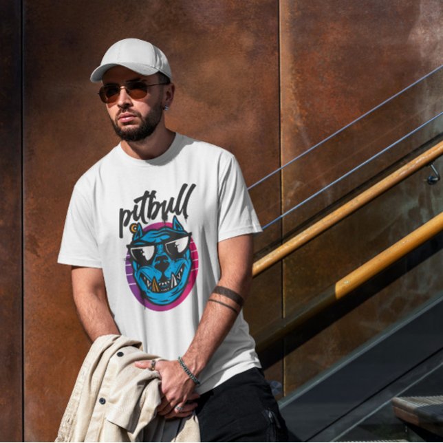 Pitbull Hund Sunglasses Tecknad T Shirt (Skapare uppladdad)