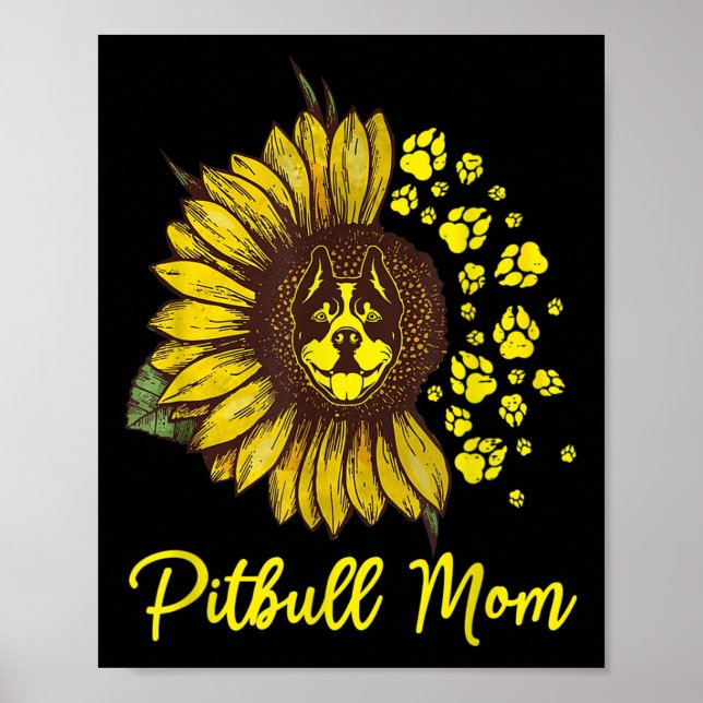 Pitbull Hund Tattoo I Kärlek Mamma Tattooed Älskar Poster (Framsidan)