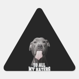 Pitbull hund till alla mina fetter triangelformat klistermärke