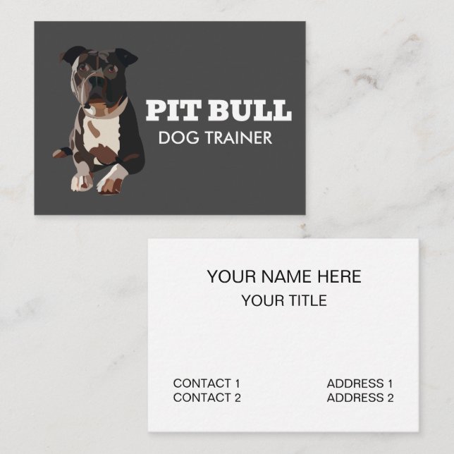 Pitbull Hund Trainer Visitkort (Fram/baksida)