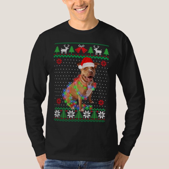 Pitbull Hund Uglyer jul Puppy Hund T Shirt (Framsida)