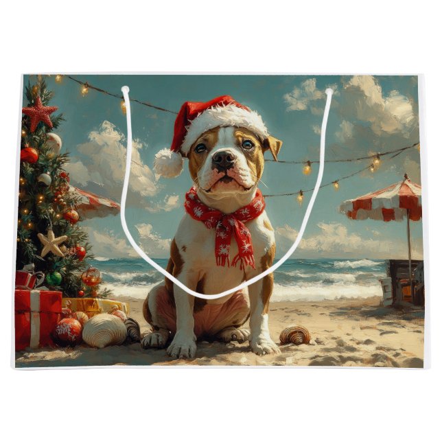 Pitbull Hund Vintage Beach (Framsidan)