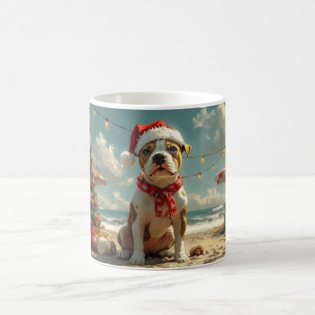 Pitbull Hund Vintage Beach Kaffemugg (Center)