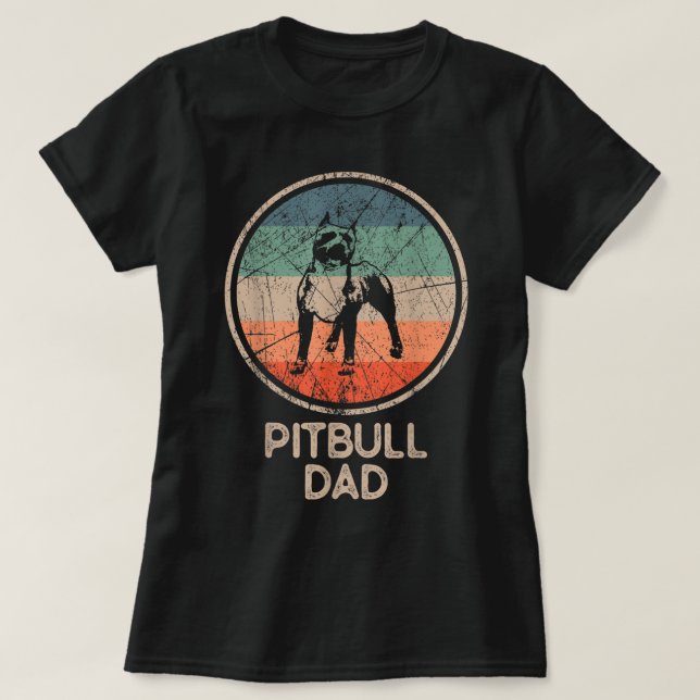 Pitbull Hund - Vintage Pitbull Pappa T-Shirt (Design framsida)