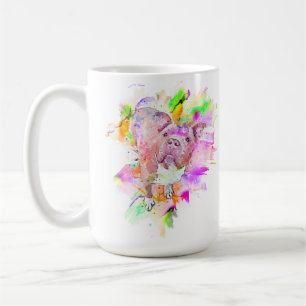 Pitbull Hund Watercolor Art Kaffemugg