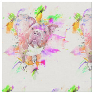 Pitbull Hund Watercolor Art Tyg